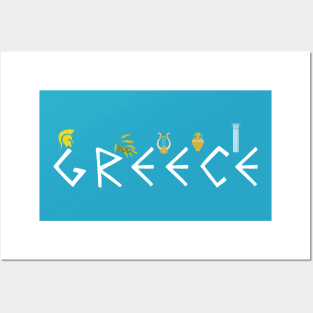 Greece word Posters and Art